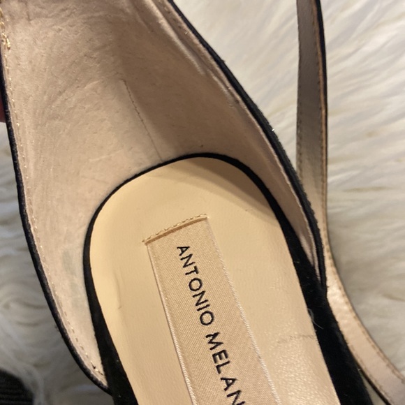 ANTONIO MELANI SANDALS SIZE 11 BNWOT LEATHER SOLE COLOR BLACK HEEL 4” STABLE - Picture 5 of 16